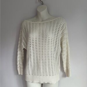 Free People White Knit Slouchy Sweater